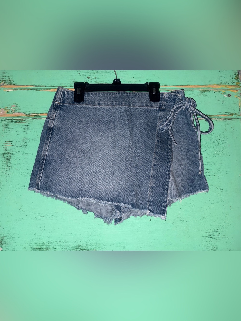We The Free Blue Denim Wrap Skort